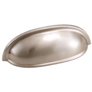 Solid Brass 3" Centers Cup Pull in Satin Nickel