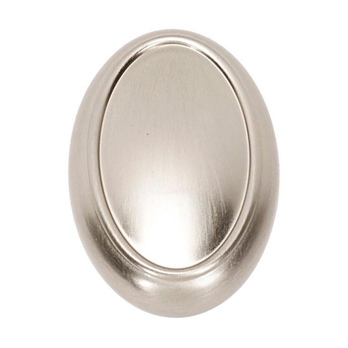 Solid Brass 1 1/2" Oval Knob in Satin Nickel