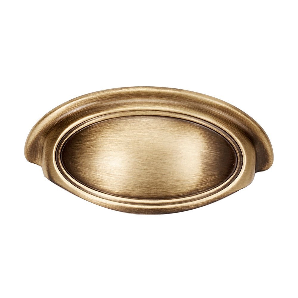 Solid Brass 3" Centers Cup Pull in Antique English Matte