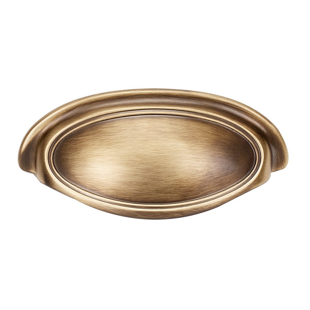 Solid Brass 3 1/2" Centers Cup Pull in Antique English Matte