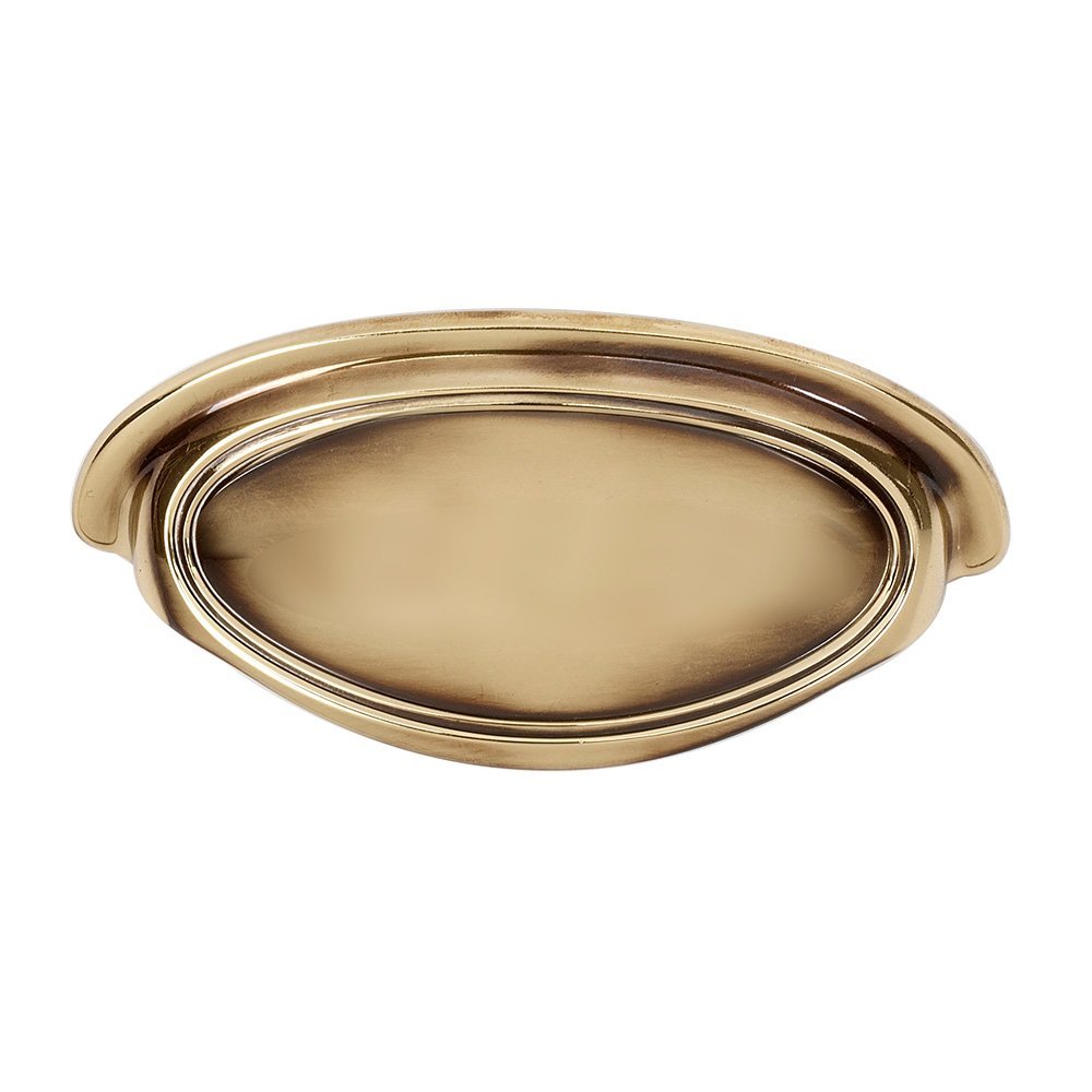 Solid Brass 3 1/2" Centers Cup Pull in Polished Antique