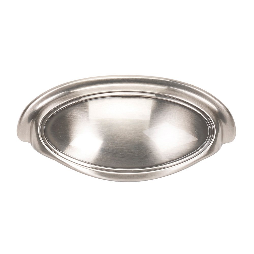 Solid Brass 3 1/2" Centers Cup Pull in Satin Nickel
