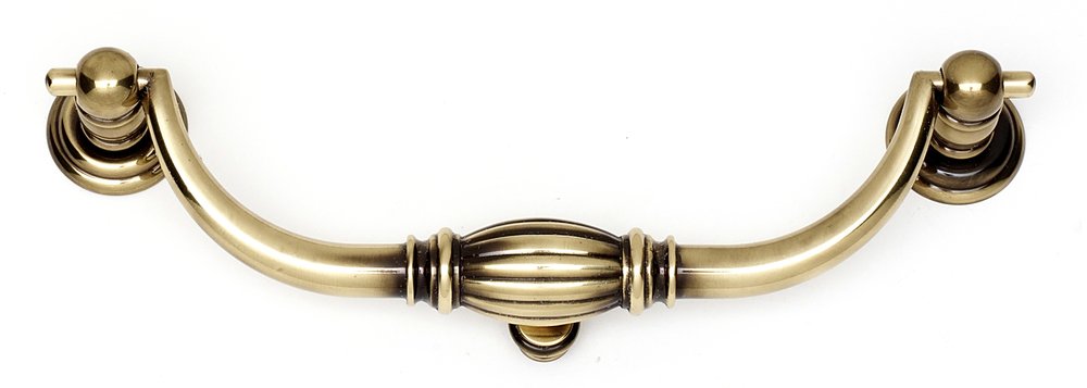 Solid Brass 6" Centers Bail Pull in Polished Antique