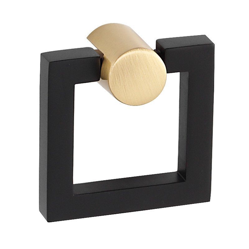 1 1/2" Square Ring in Bronze with Small Round Satin Brass Mount