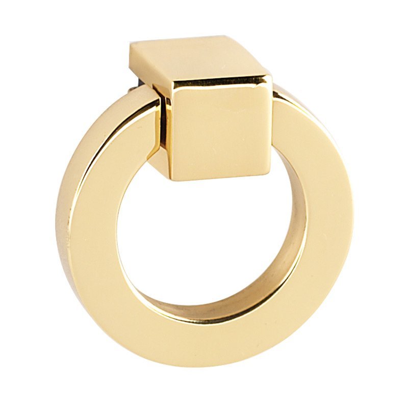 1 1/2" Round Ring with Small Square Mount in Polished Brass