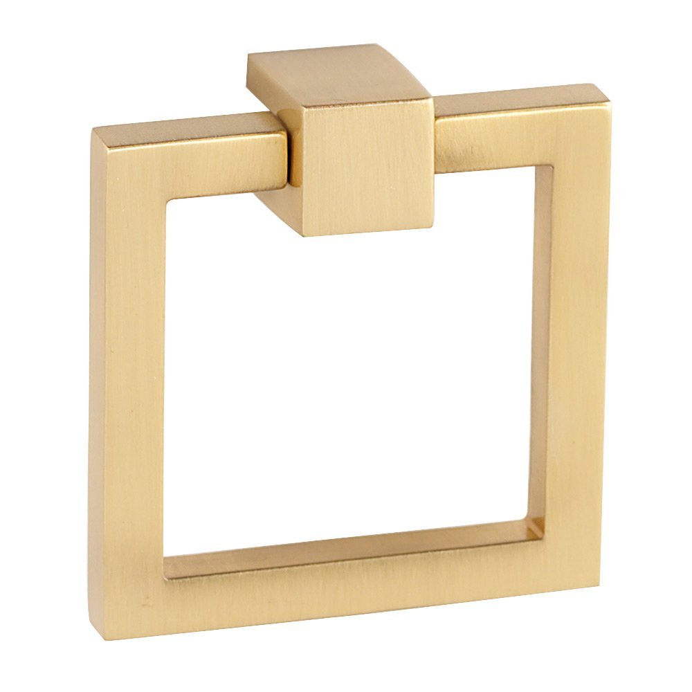 2" Square Ring with Small Square Mount in Satin Brass