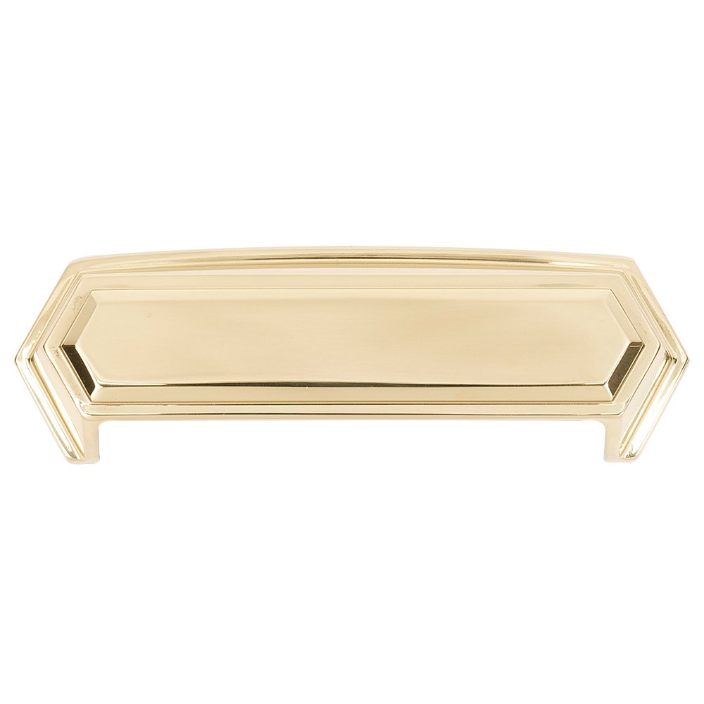 Solid Brass 4" Centers Cup Pull in Unlacquered Brass