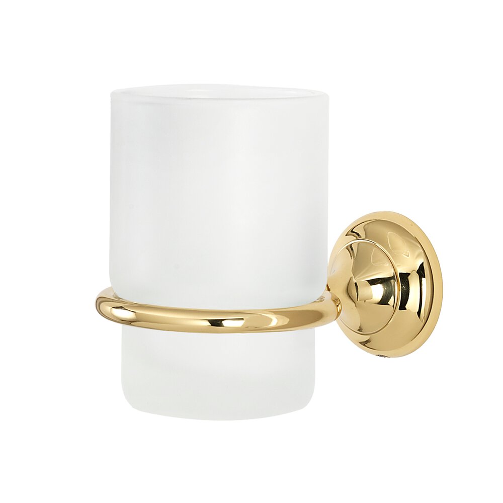 Tumbler Holder With Tumbler in Polished Brass