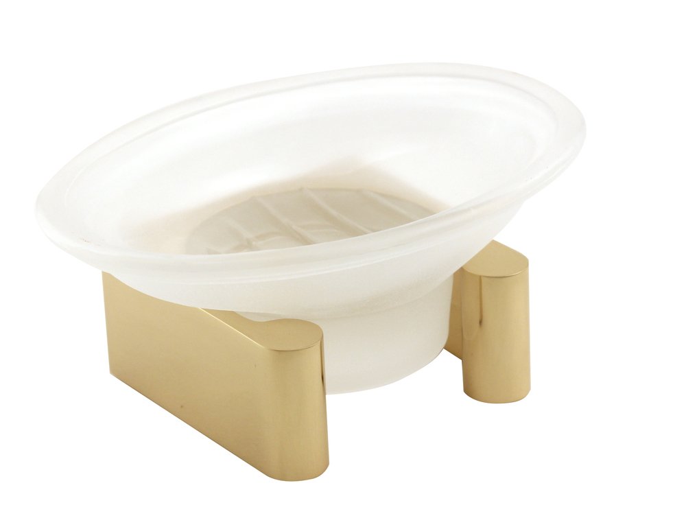 Countertop Soap Dish with Glassware in Polished Brass