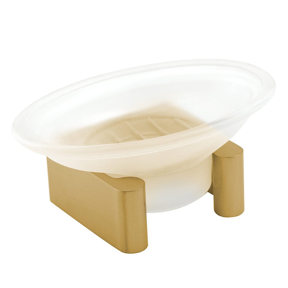 Countertop Soap Dish with Glassware in Satin Brass