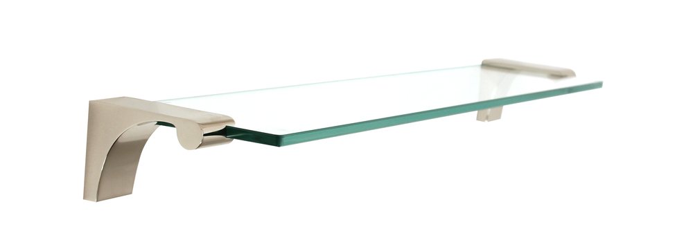 18" Glass Shelf with Brackets in Polished Nickel