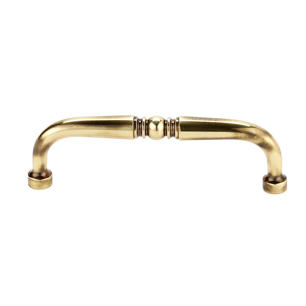 Solid Brass 4" Centers Pull in Polished Antique
