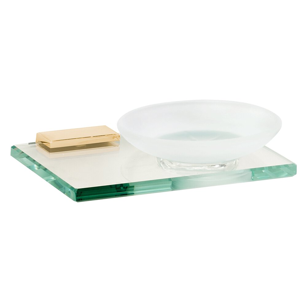 Soap Holder with Glass Dish in Unlacquered Brass