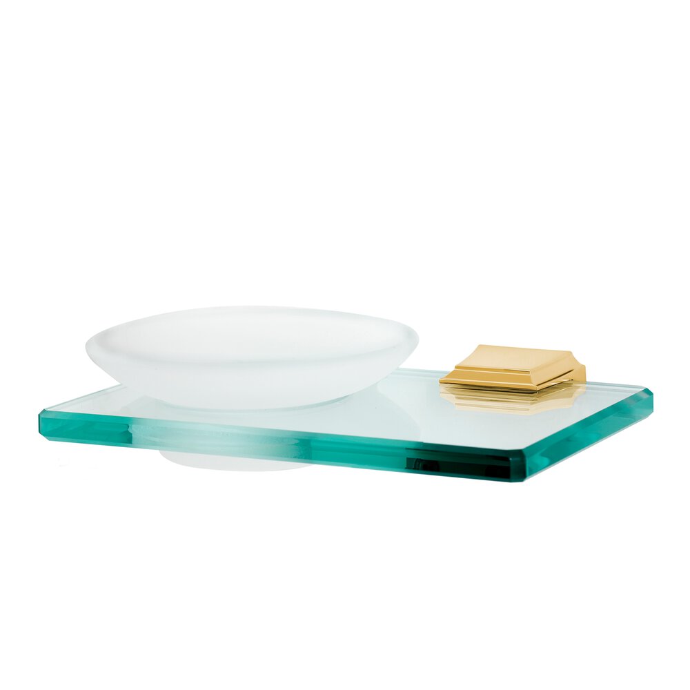 Soap Holder with Dish in Unlacquered Brass