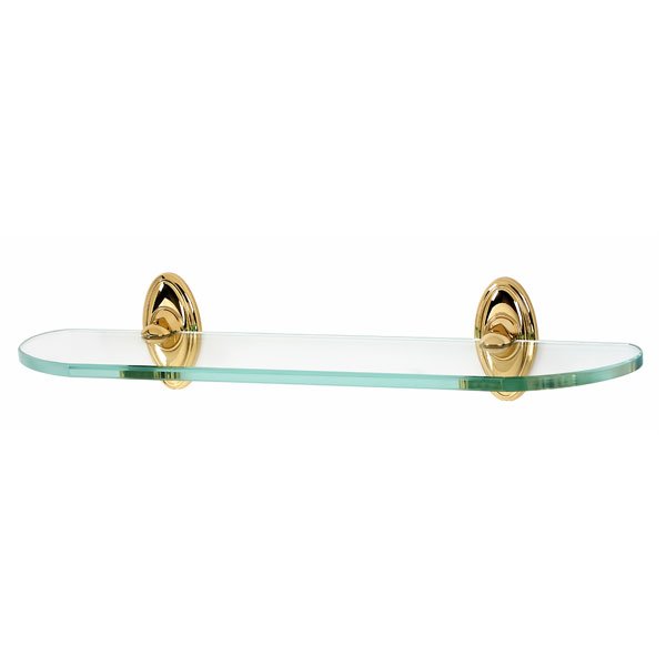 18" Glass Shelf with Brackets in Unlacquered Brass