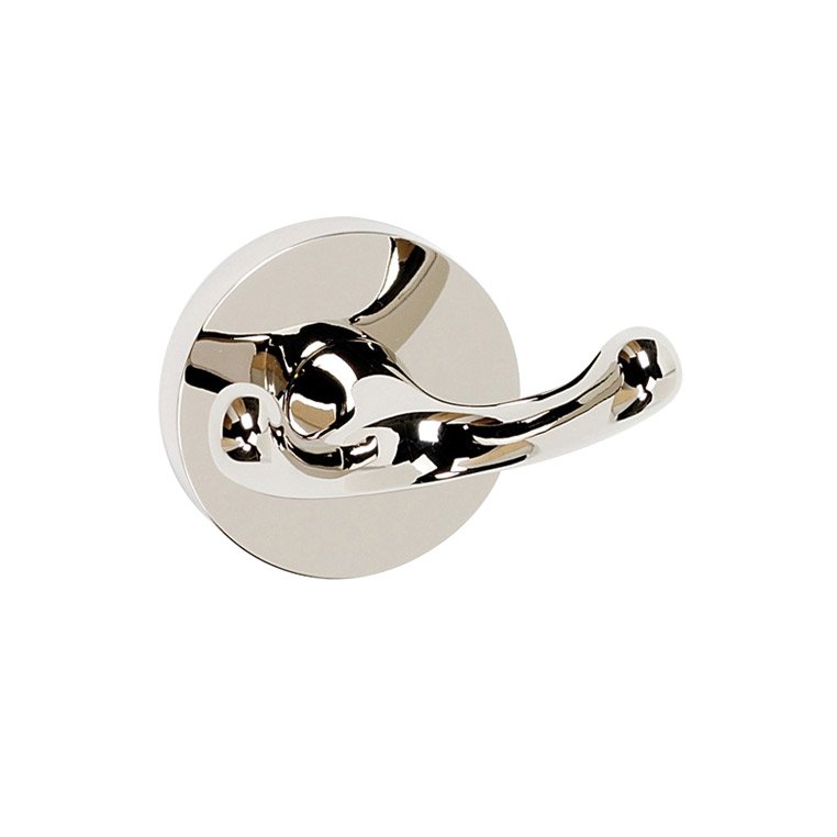 Solid Brass Double Robe Hook in Polished Nickel
