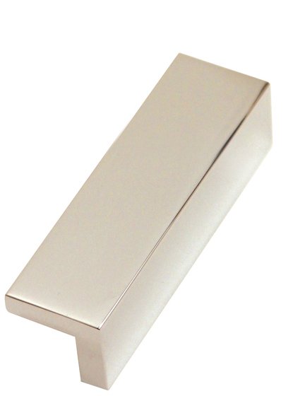 Solid Brass 3 1/2" Centers Tab Pull in Polished Nickel
