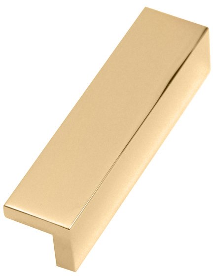 Solid Brass 3" Centers Tab Pull in Unlacquered Brass