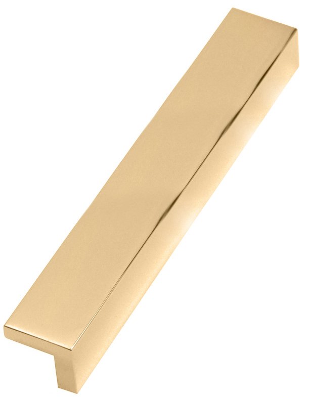 Solid Brass 8" Centers Tab Pull in Unlacquered Brass