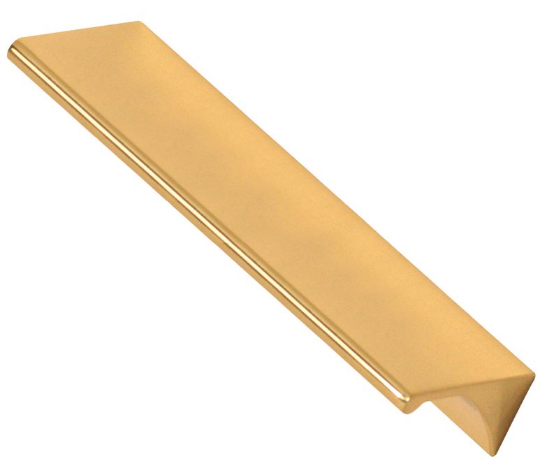 Solid Brass 6" Centers Tab Pull in Unlacquered Brass