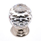 Solid Brass 1 3/16" Spherical Knob in Swarovski /Polished Nickel
