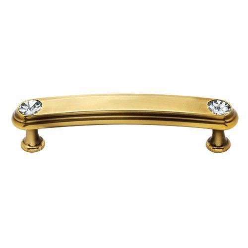 Solid Brass 3 1/2" Centers Rounded Handle in Swarovski /Polished Antique