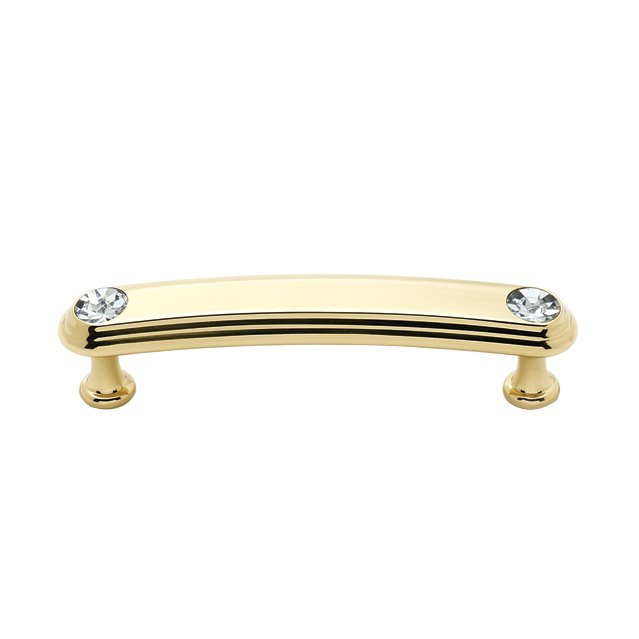Solid Brass 3 1/2" Centers Rounded Handle in Swarovski /Polished Brass