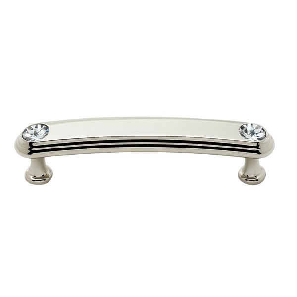 Solid Brass 3 1/2" Centers Rounded Handle in Swarovski /Polished Nickel