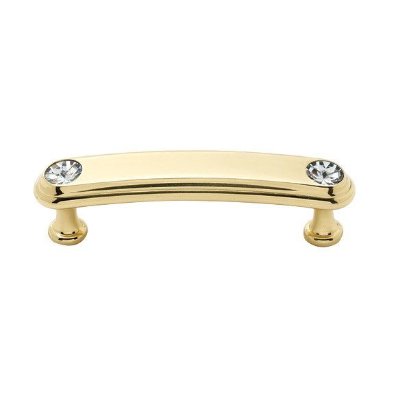Solid Brass 3" Centers Rounded Handle in Swarovski /Polished Brass
