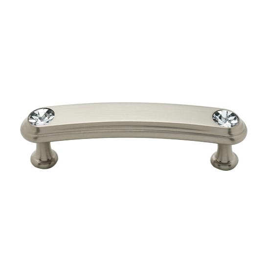 Solid Brass 3" Centers Rounded Handle in Swarovski /Satin Nickel