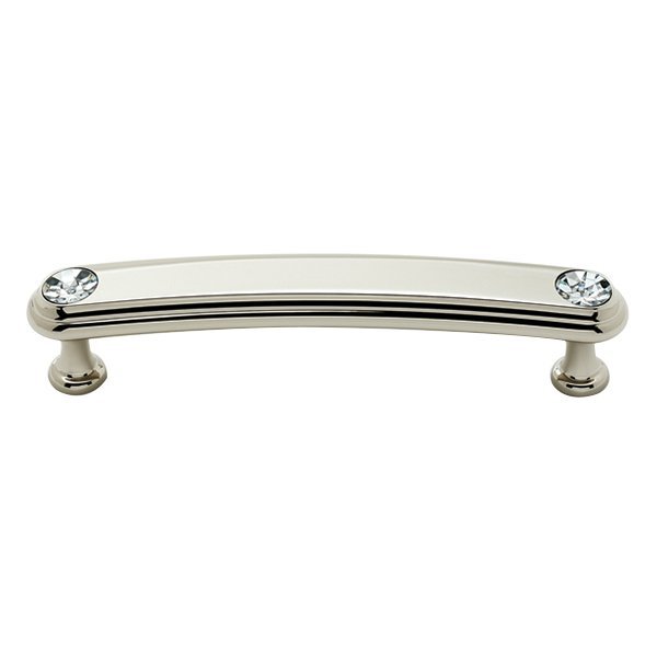 Solid Brass 4" Centers Rounded Handle in Swarovski /Polished Nickel