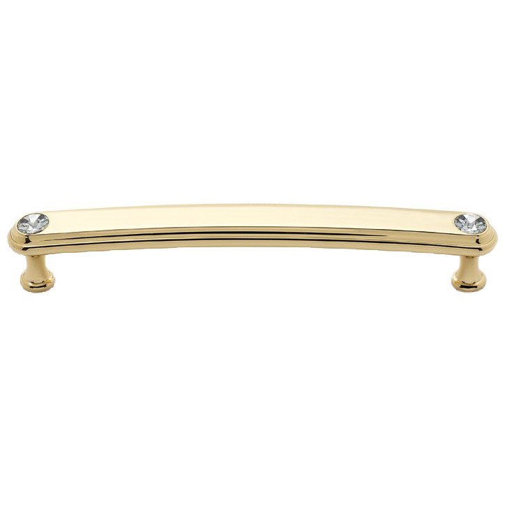 Solid Brass 6" Centers Rounded Handle in Swarovski /Gold