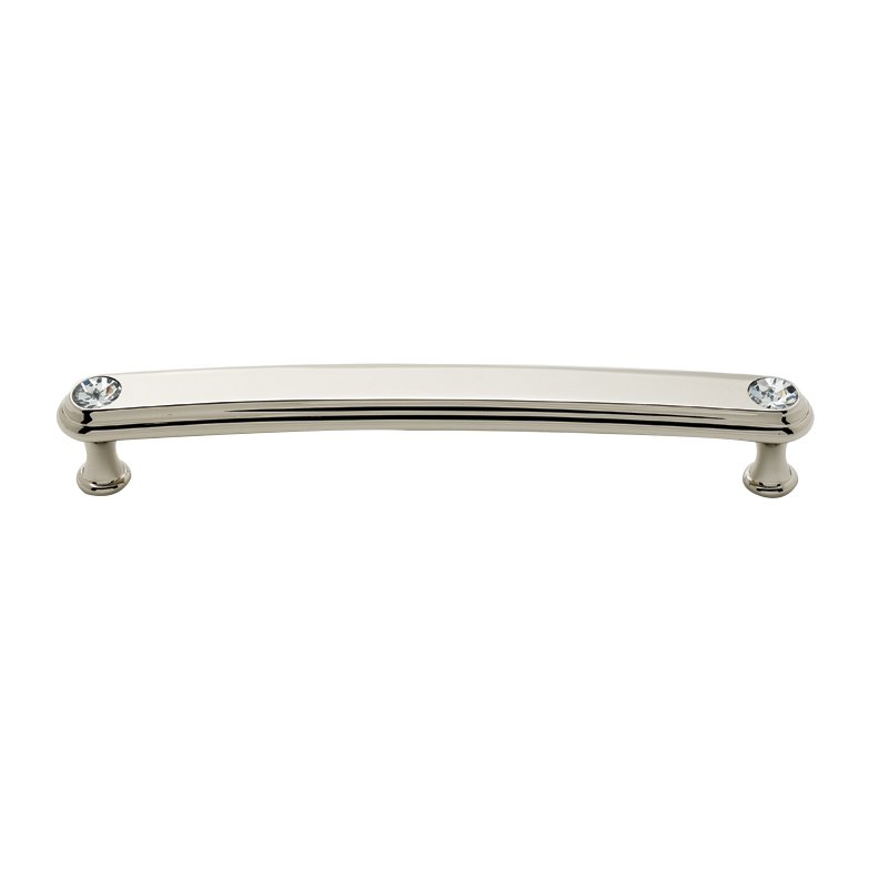 Solid Brass 6" Centers Rounded Handle in Swarovski /Polished Nickel