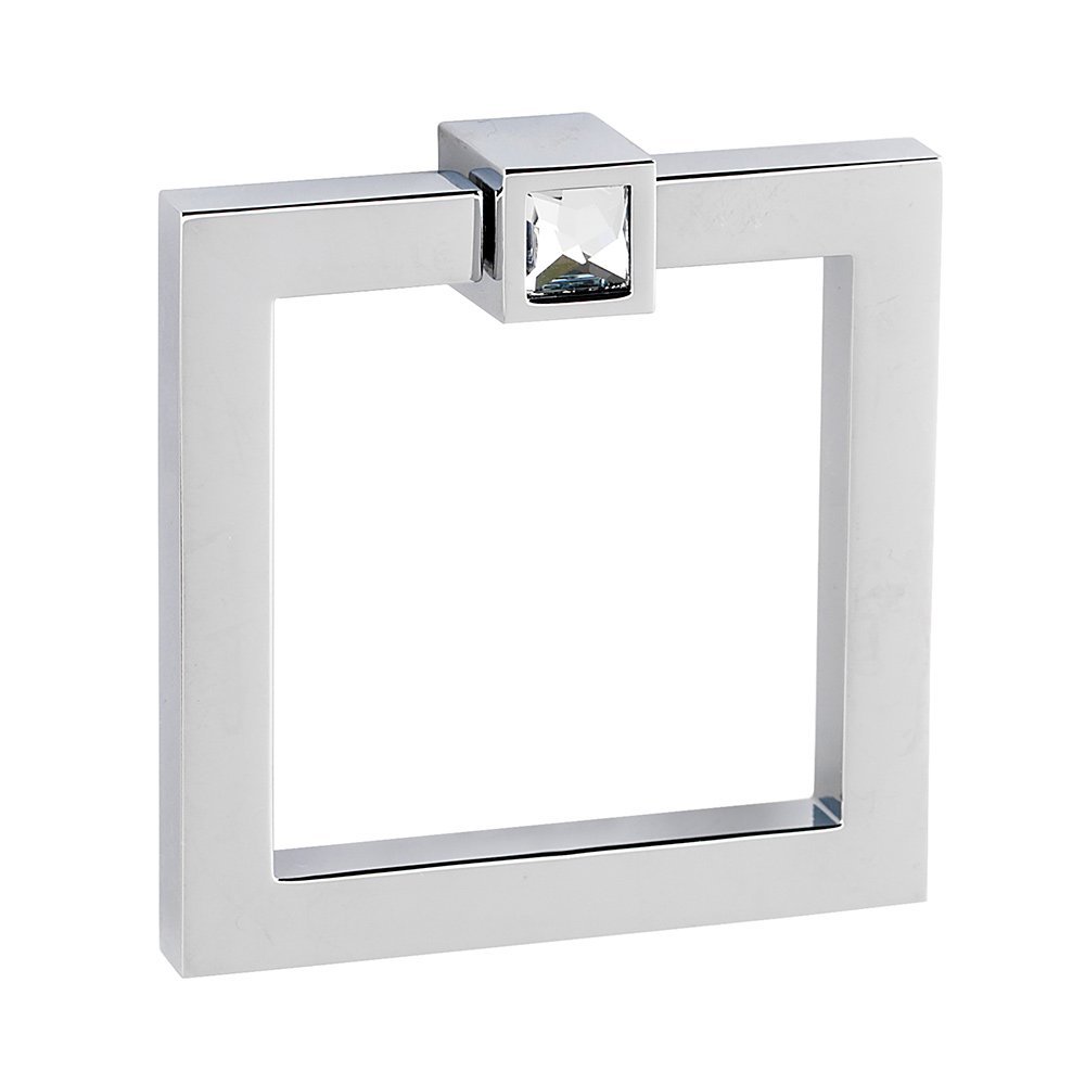 3" Square Ring with Crystal Large Square Mount in Polished Chrome