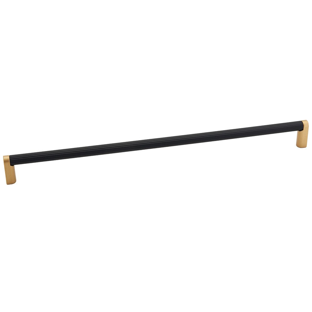 12" Centers Pull Ribbed Bar in Champagne/Matte Black 