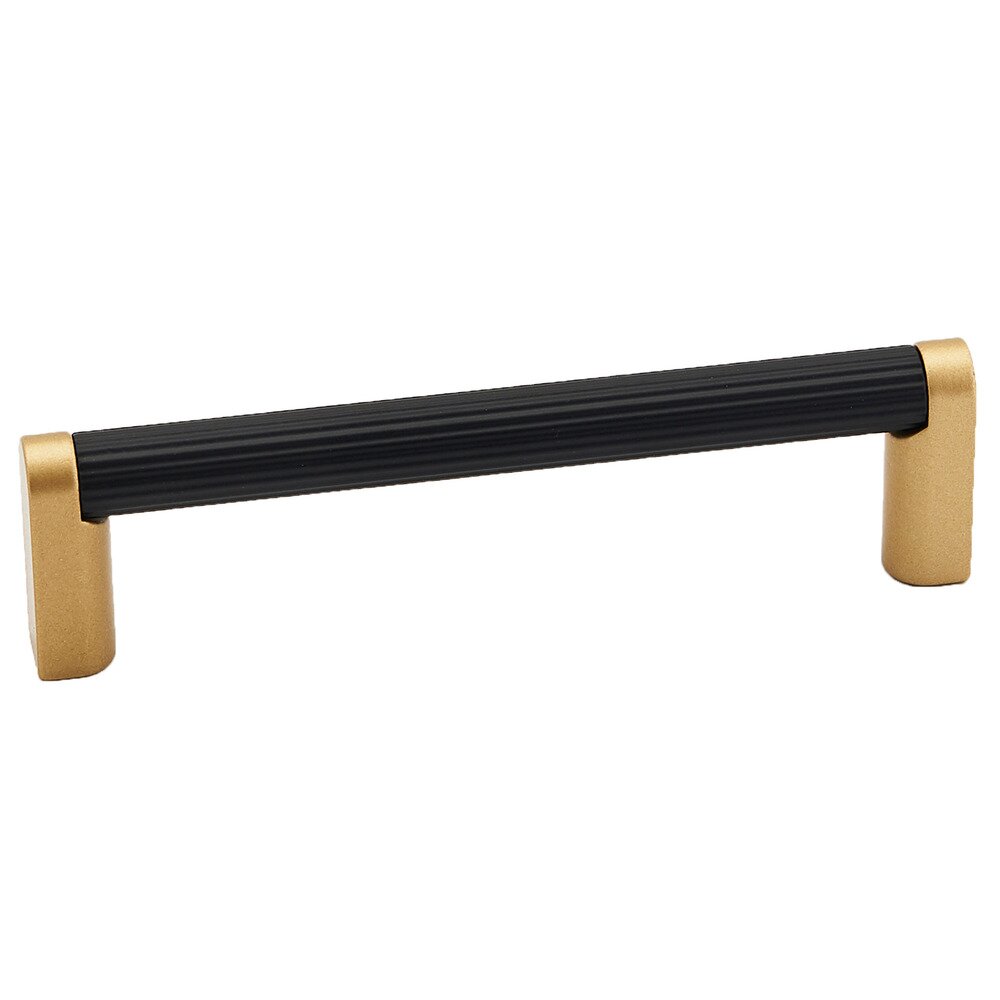 3 1/2" Centers Pull Ribbed Bar in Champagne/Matte Black 