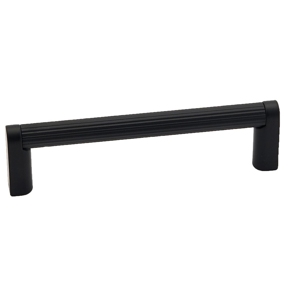 3 1/2" Centers Pull Ribbed Bar in Matte Black 