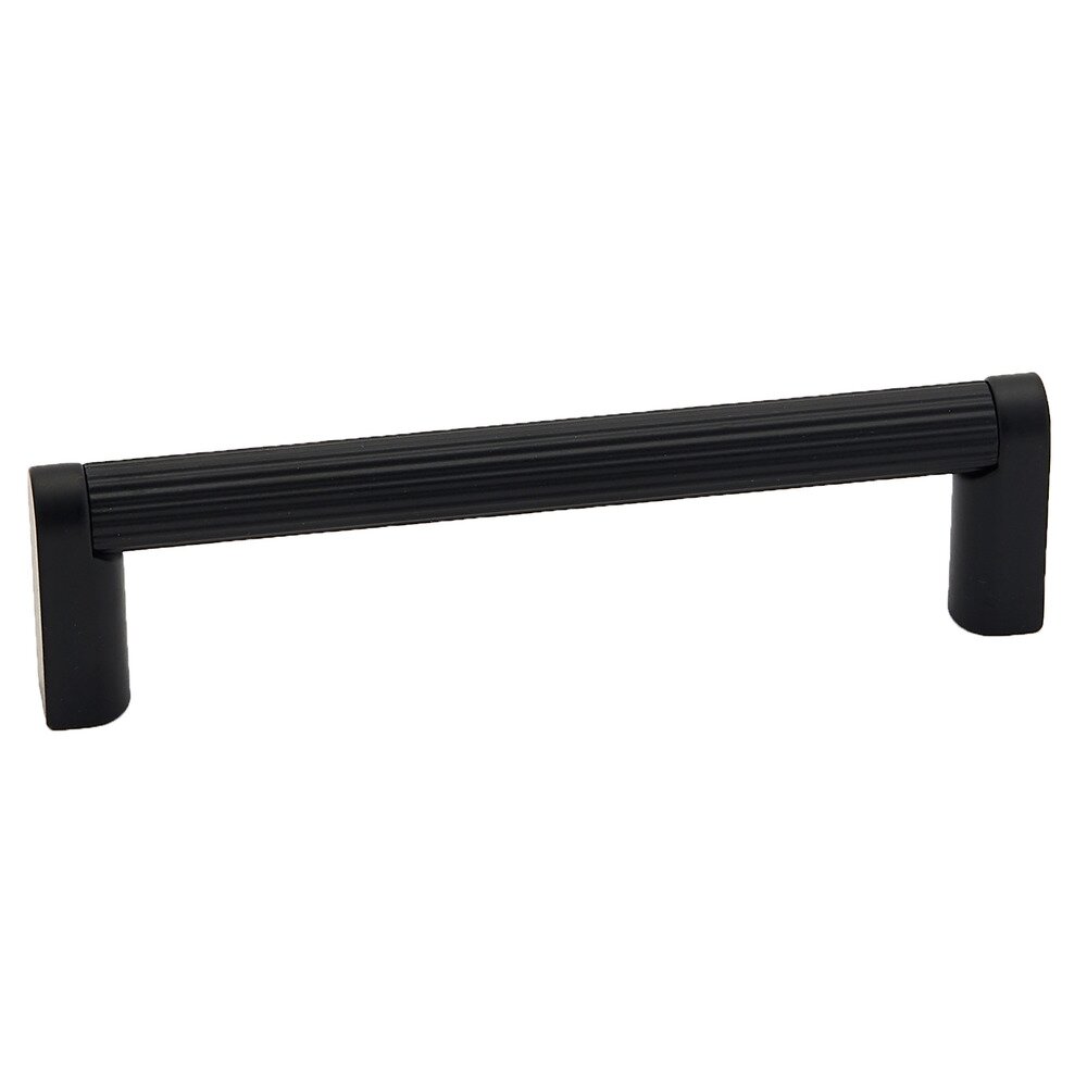 4" Centers Pull Ribbed Bar in Matte Black 