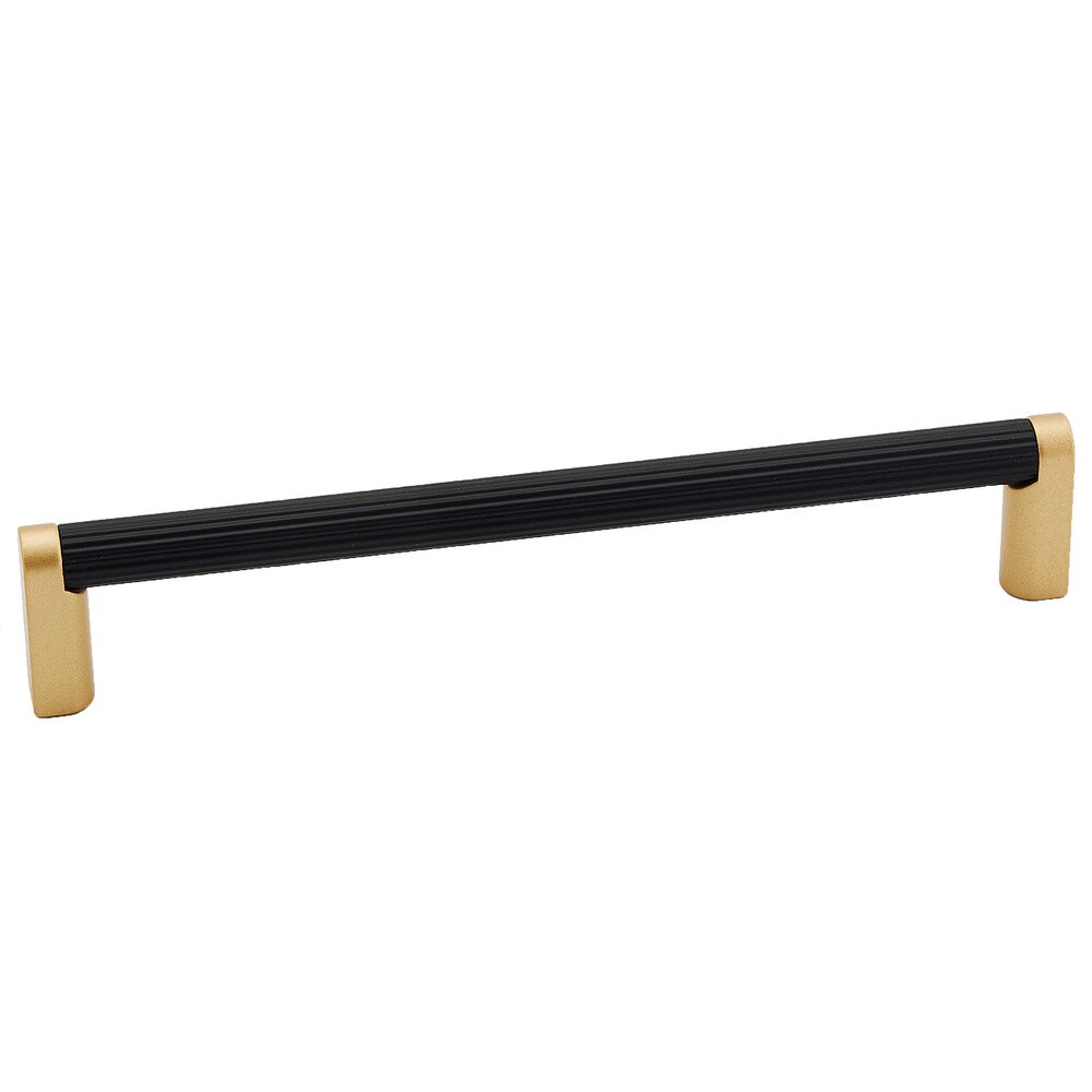 6" Centers Pull Ribbed Bar in Champagne/Matte Black 
