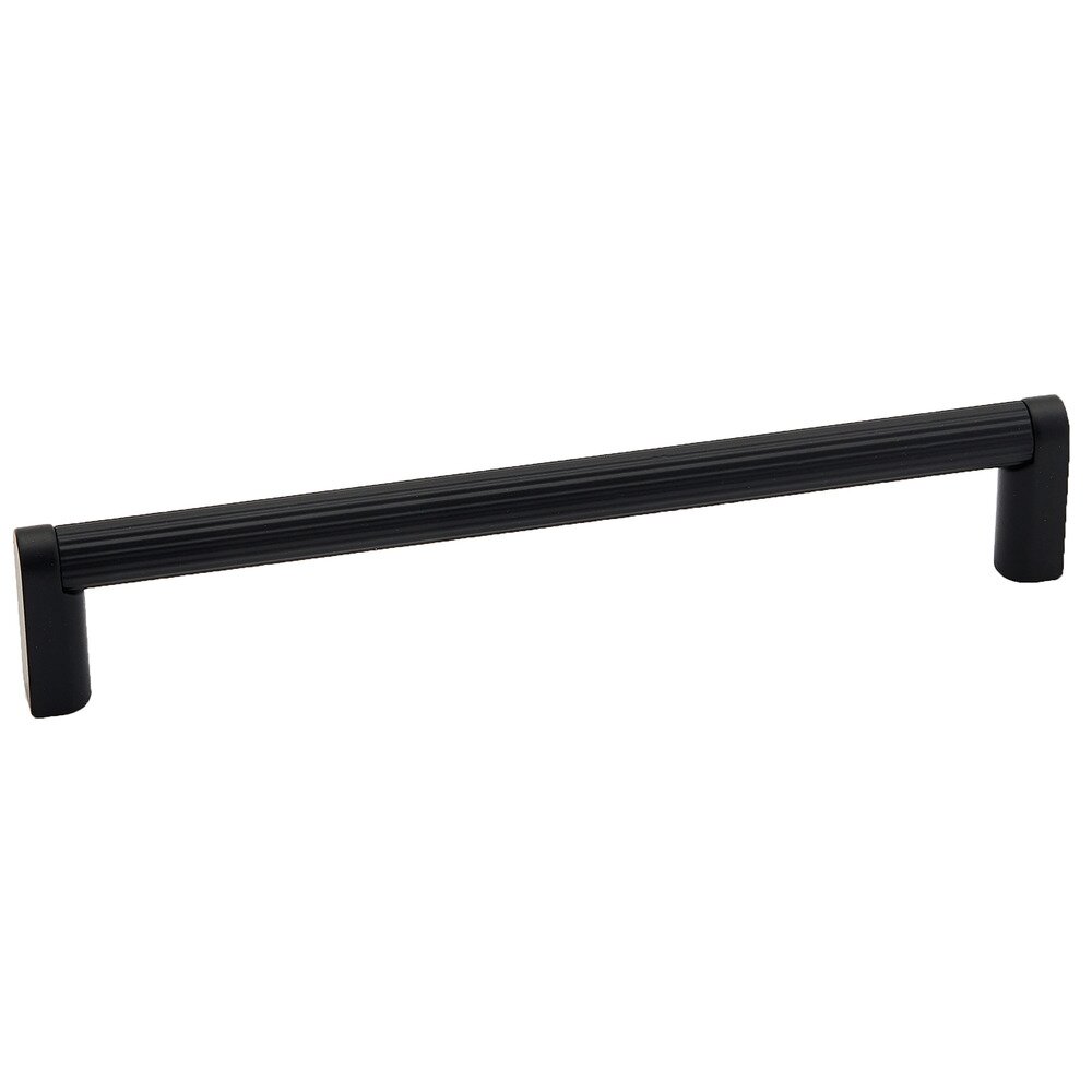 6" Centers Pull Ribbed Bar in Matte Black 