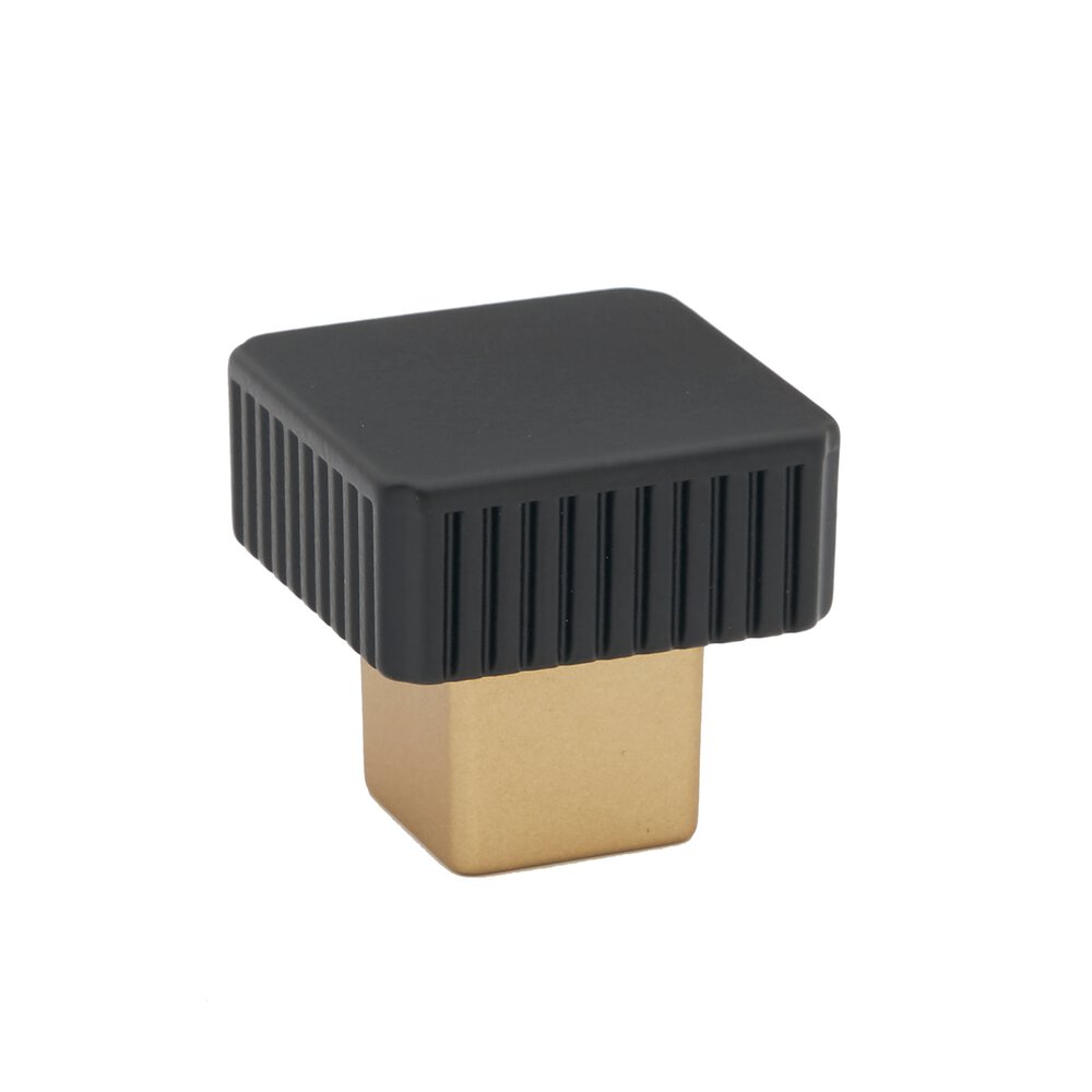 1-1/4" Square Grooved Knob In Champagne/Matte Black