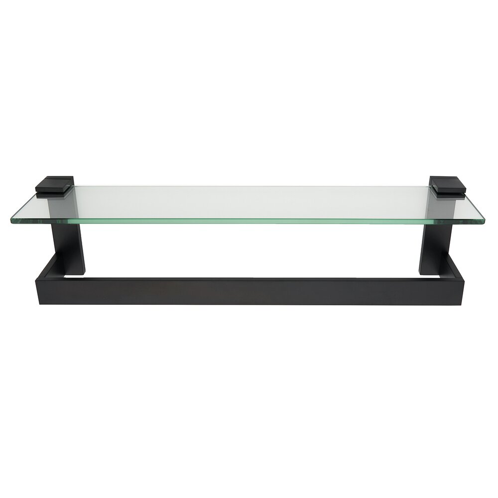 18" Glass Shelf With Towel Bar In Matte Black