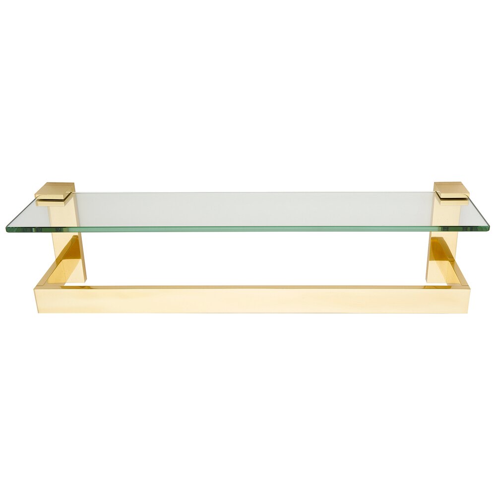 18" Glass Shelf With Towel Bar In Polished Brass