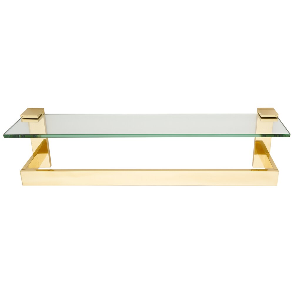 24" Glass Shelf With Towel Bar In Polished Brass