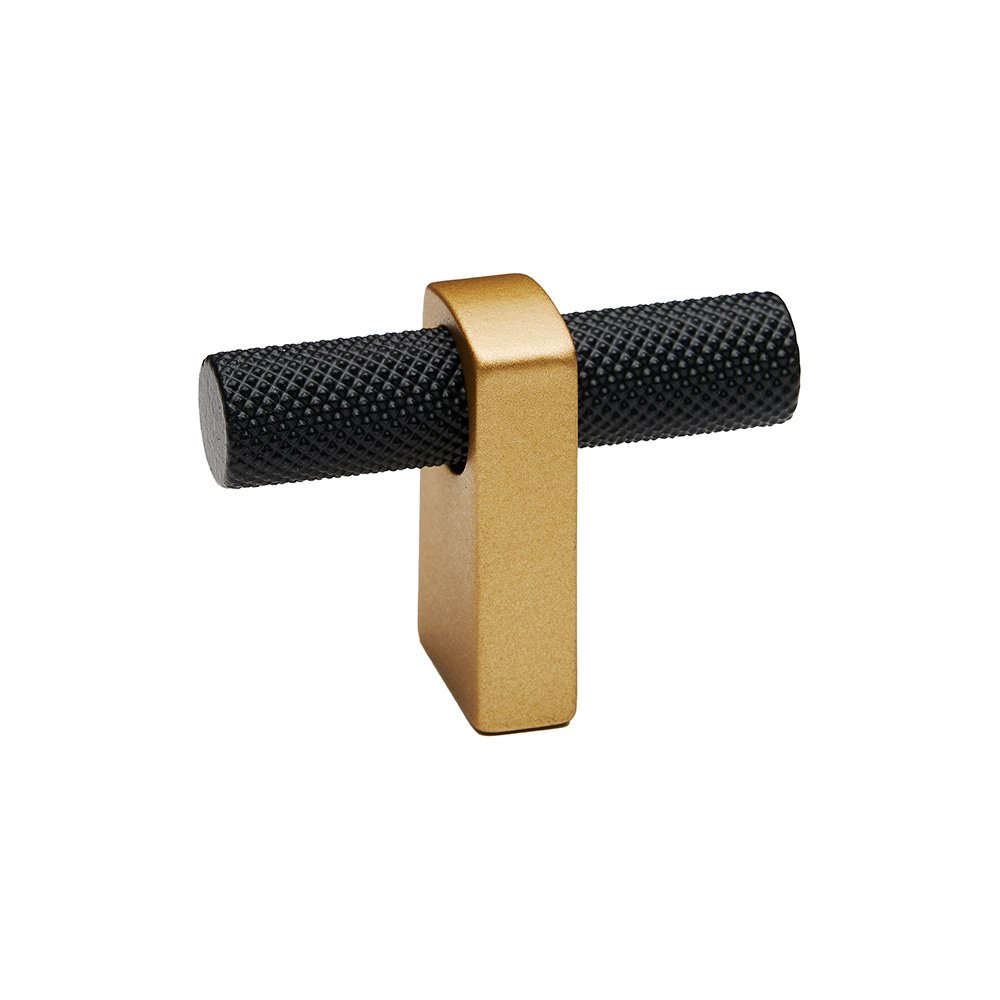T Knob With Knurled Bar in Champagne And Matte Black