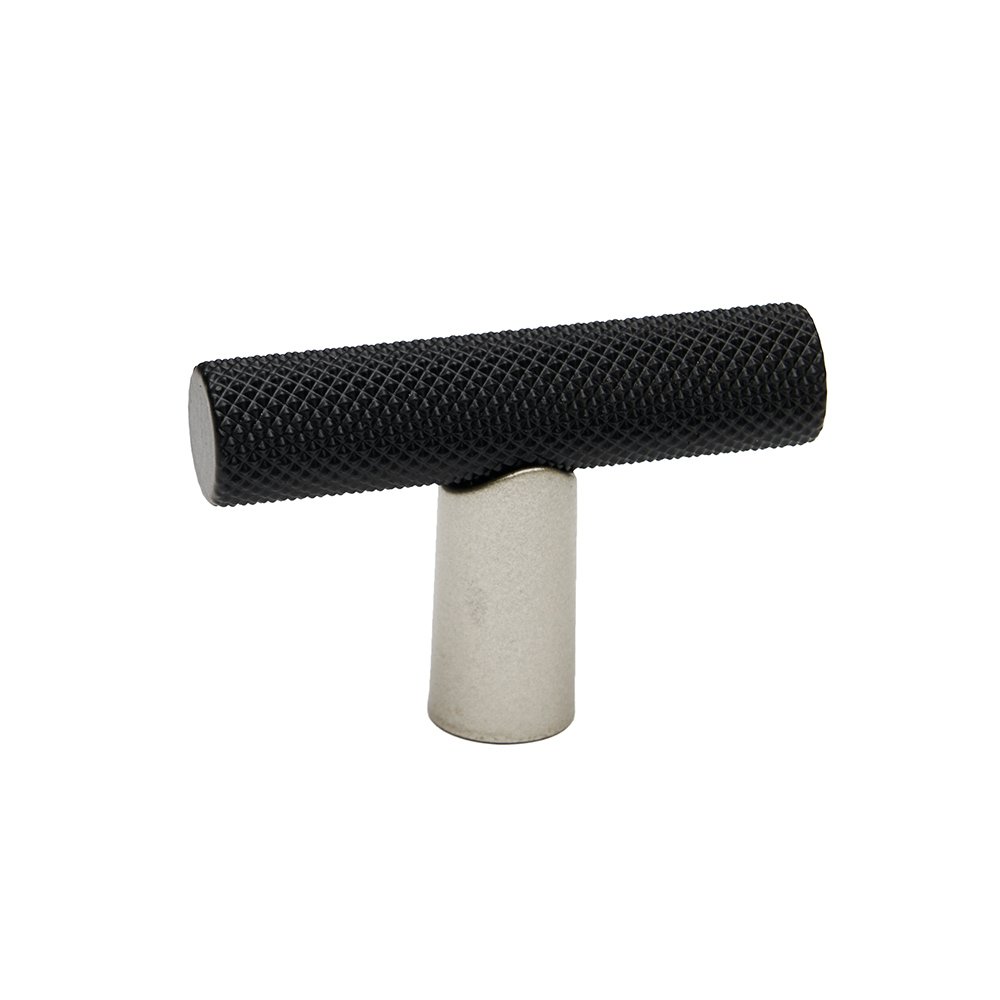 T Knob With Knurled Bar in Matte Nickel And Matte Black
