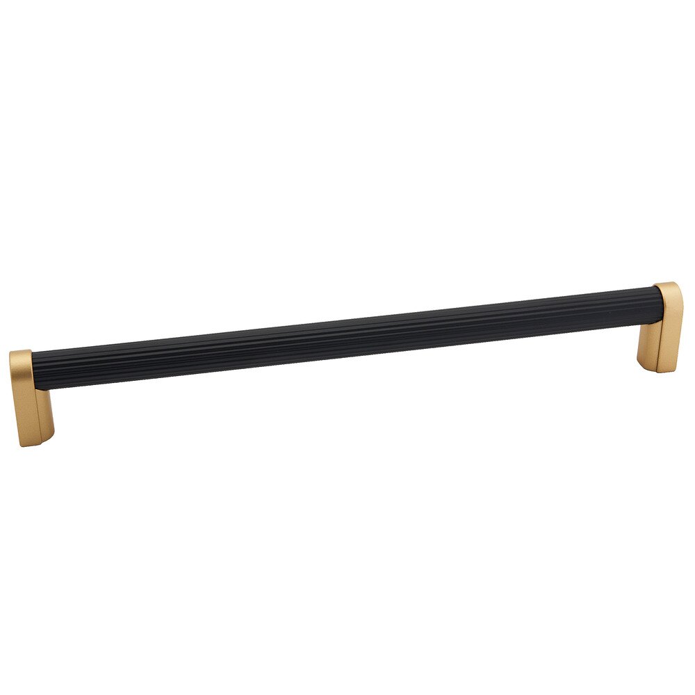 12" Centers Appliance Pull Ribbed Bar in Champagne/Matte Black 