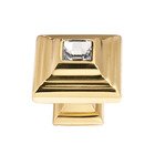 Solid Brass 1 1/4" Pyramid Knob in Swarovski /Polished Brass